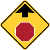 Stop and give way ahead.