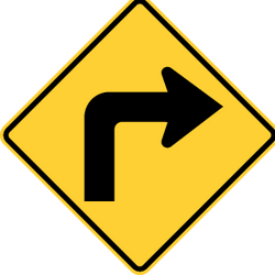 Warning for a sharp curve to the right.
