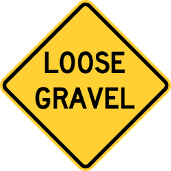 Warning for loose chippings on the road surface.