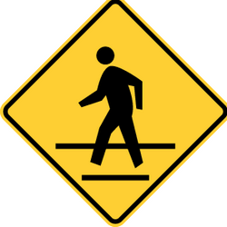 Warning for a pedestrian crossing.