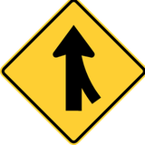 Warning for a side road merging with the main road.