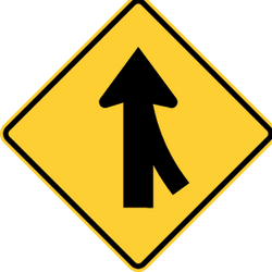 Warning for a side road merging with the main road.
