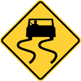 Warning for a slippery road surface.