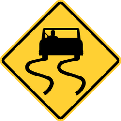 Warning for a slippery road surface.