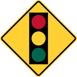 Warning for traffic lights ahead.