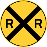 Warning for a railway crossing without barriers.