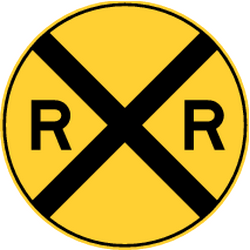 Warning for a railway crossing without barriers.