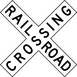 Warning for a railway crossing with one track.