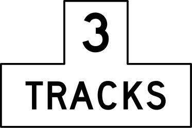 Warning for a railway crossing with two or more tracks.