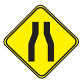 Advertencia de estrechamiento de la vía.