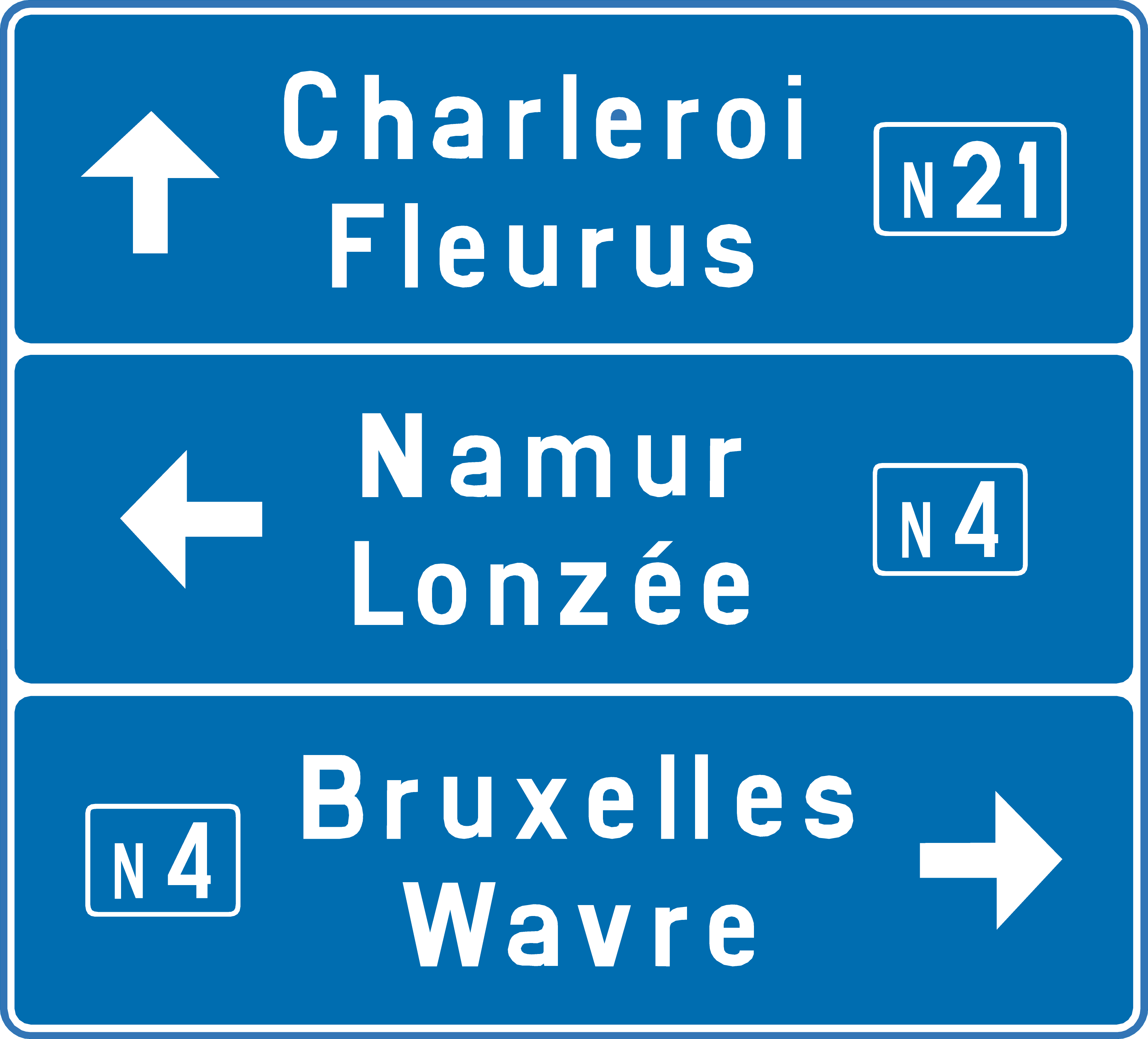 Richtungen und Ziele an der Kreuzung.