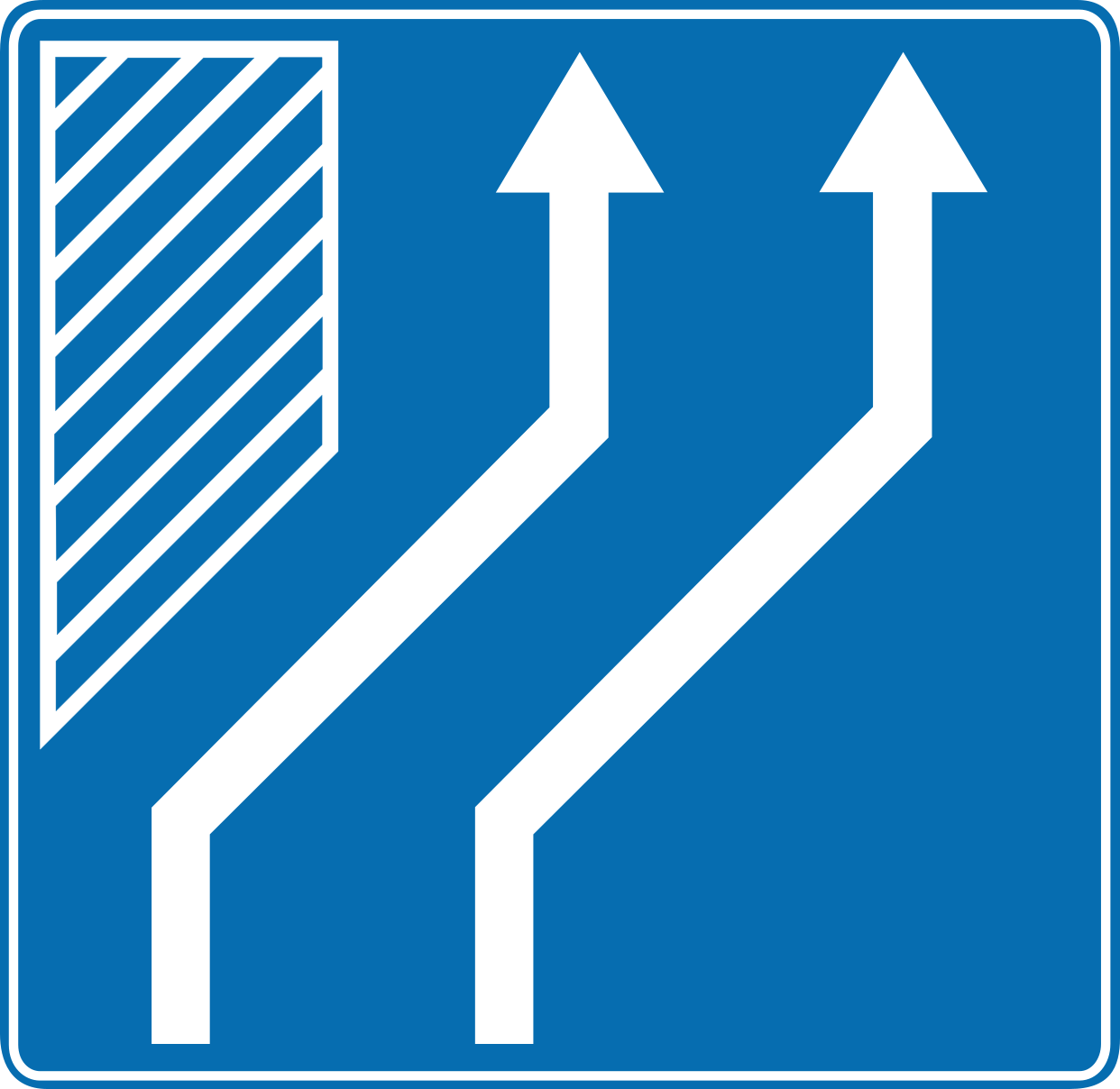 Verschwenkung der Fahrstreifen.