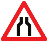 Yol daralması uyarısı.