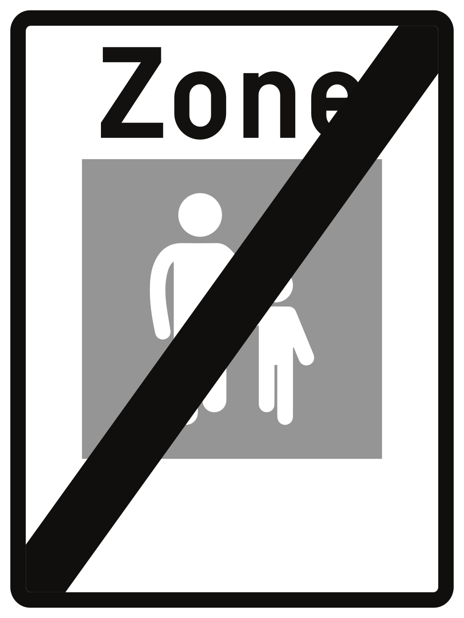 Einde van de voetgangerszone.
