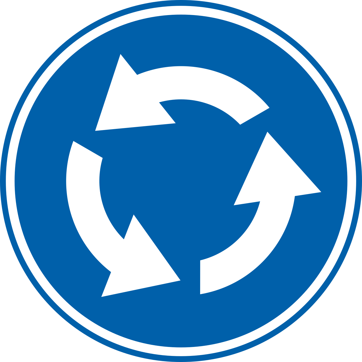 Verplichte rijrichting op de rotonde.