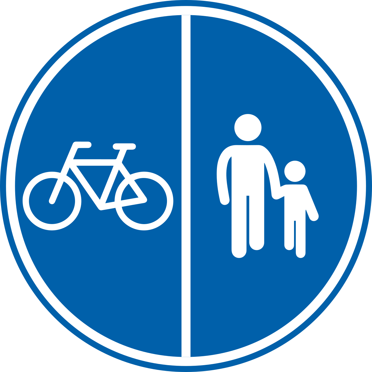 Verplicht gescheiden voet- en fietspad.