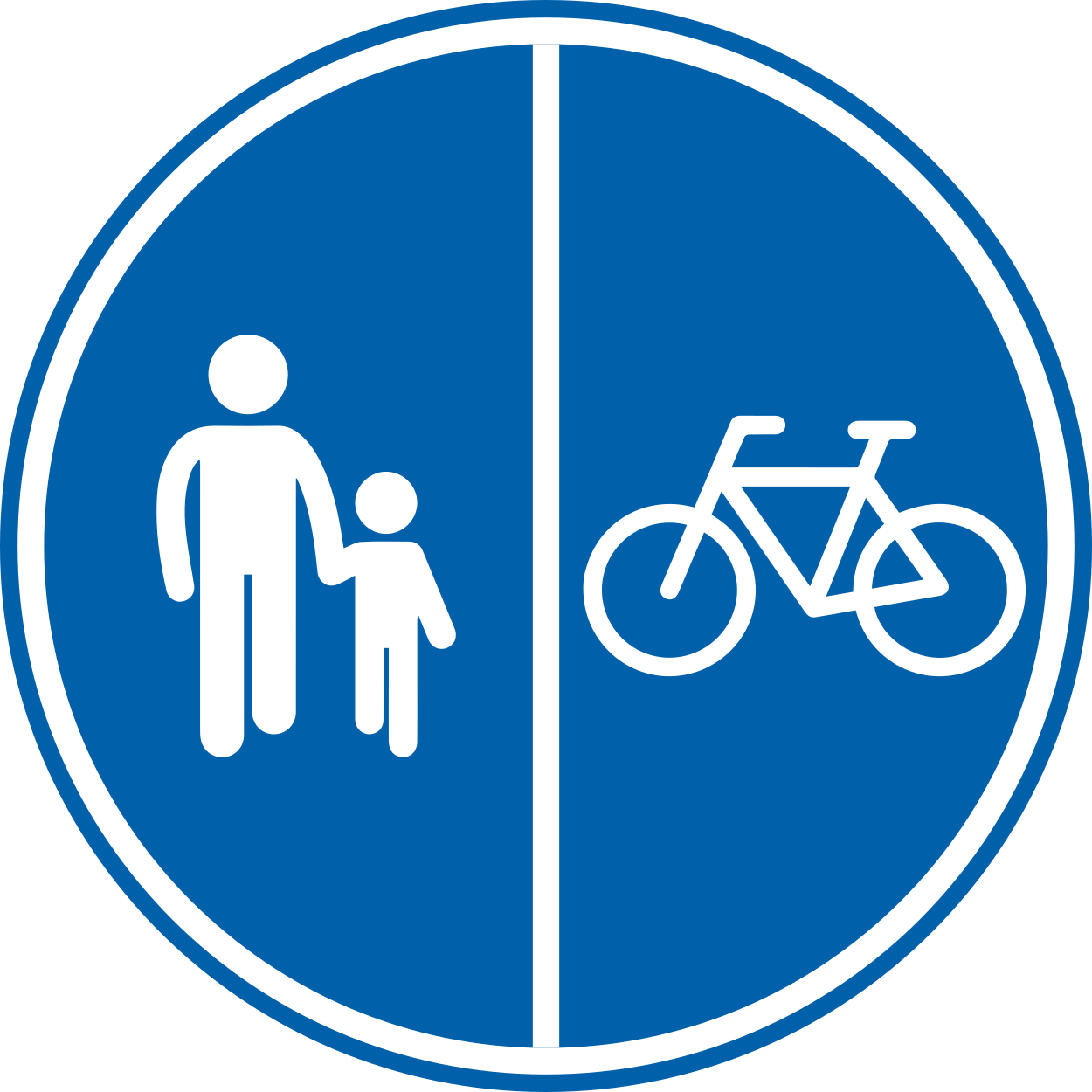 Verplicht gescheiden voet- en fietspad.