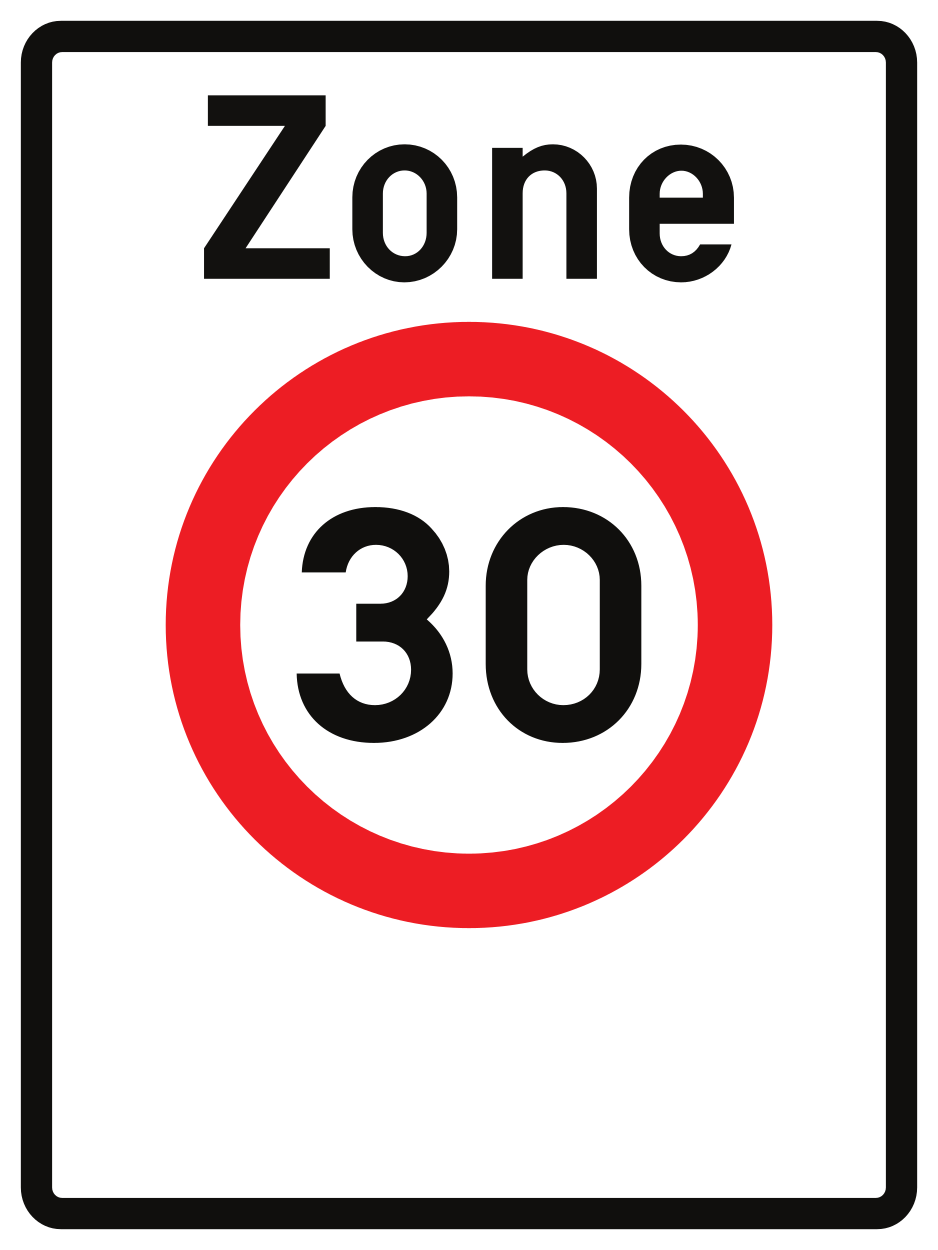 Begin van een zone met snelheidslimiet.