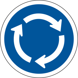 Vorgeschriebene Fahrtrichtung im Kreisverkehr.