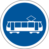 Vorgeschriebener Straßenbahnfahrstreifen.