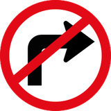 Rechtsabbiegen verboten.