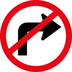 Rechtsabbiegen verboten.