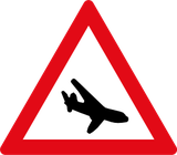 Warnung vor tief fliegenden Flugzeugen.