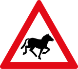 Warnung vor Wildpferden auf der Fahrbahn.