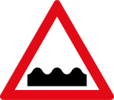 Warnung vor schlechter Fahrbahn.