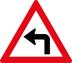 Warnung vor scharfer Linkskurve.