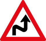 Warnung vor Doppelkurve, zuerst rechts.