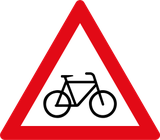 Warnung vor Radfahrern.