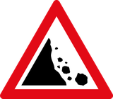 Warnung vor Steinschlag.