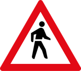 Warnung vor Fußgängern.