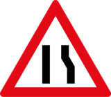 Warnung vor Fahrbahnverengung rechts.
