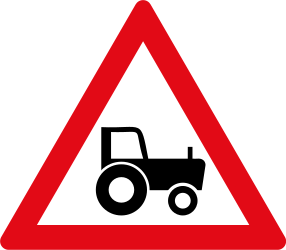 Waarschuwing voor landbouwvoertuigen.