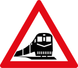 Warnung vor Bahnübergang ohne Schranken.