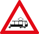 Warnung vor Straßenbahnen.