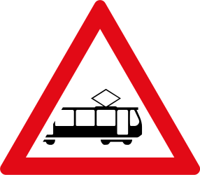 Waarschuwing voor trams.