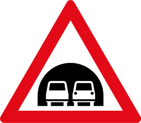 Warnung vor einem Tunnel.